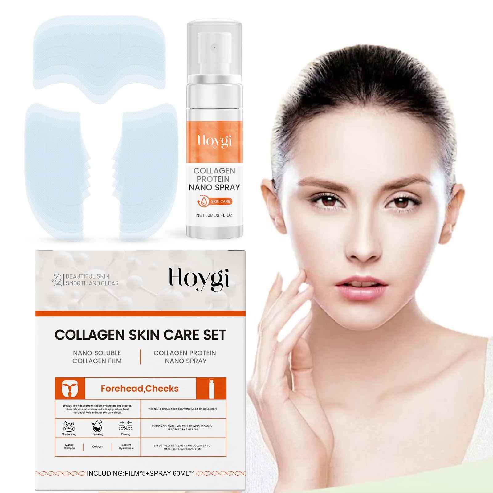Mascarilla facial de colágeno Nano Soluble, juego de Spray de suero, relleno facial para reparación de arrugas, aumenta la elasticidad de la piel, juego de cuidado de la piel brillante